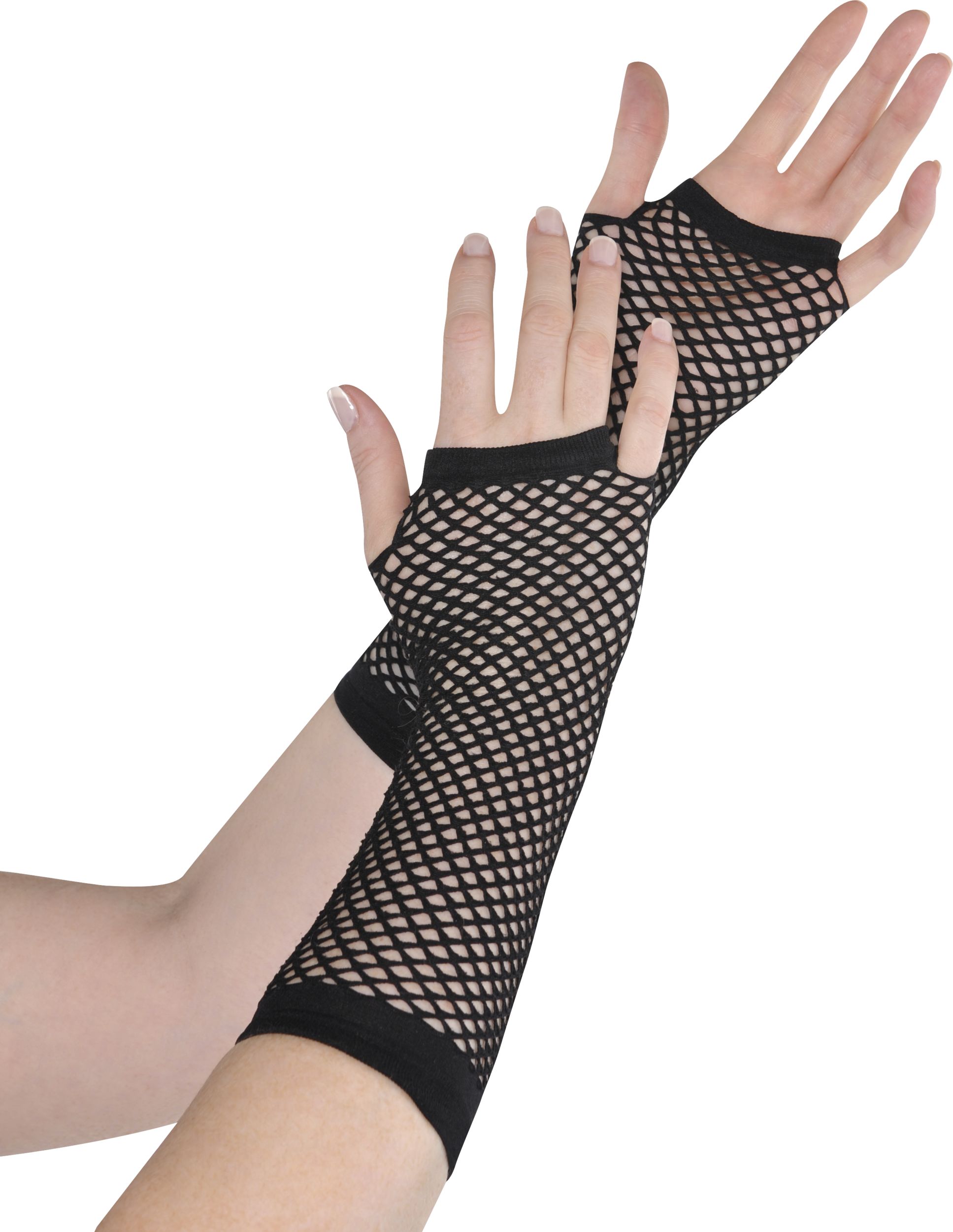 Adult Long Fingerless Fishnet Gloves, Assorted Colours, One Size, Wearable  Costume Accessory for Halloween