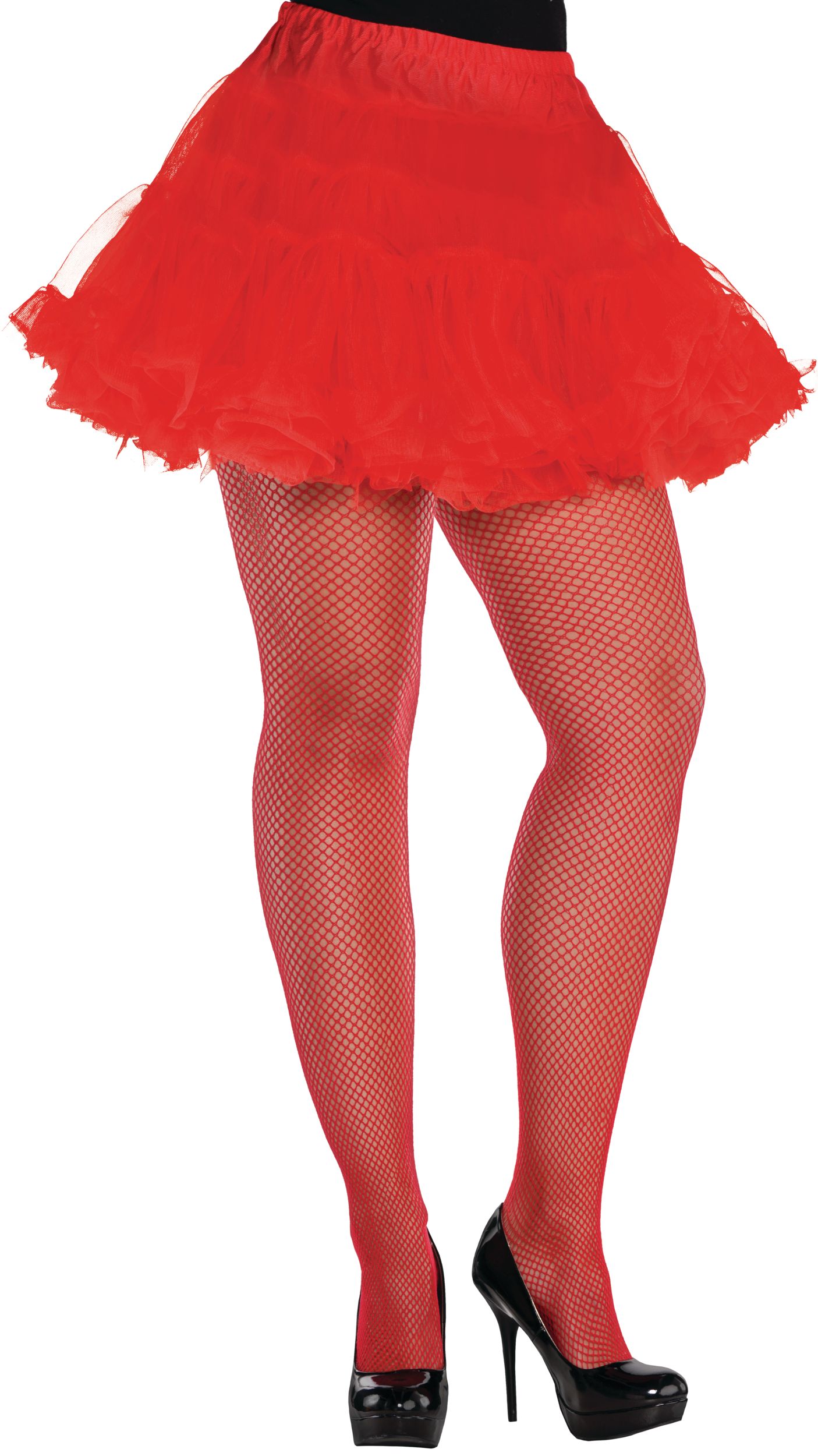 Adult Fishnet Stocking Tights, Red, Plus Size, Wearable Costume Accessory  for Halloween
