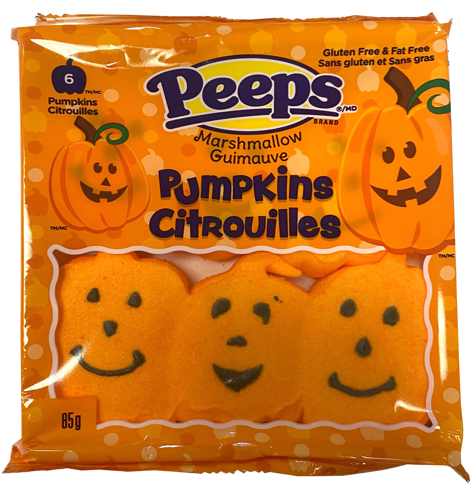 Peeps Jack-O'-Lantern Pumpkin Marshmallows, Orange, 85-g, 6-pk, Candy for  Halloween