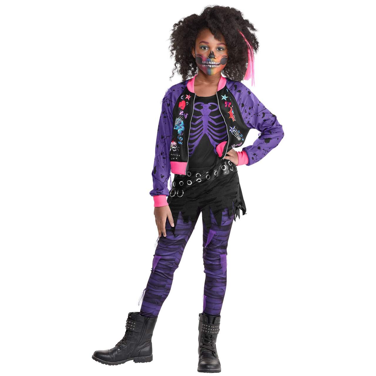 Kids' Punk Zombie Purple/Black Dress with Jacket & Leggings