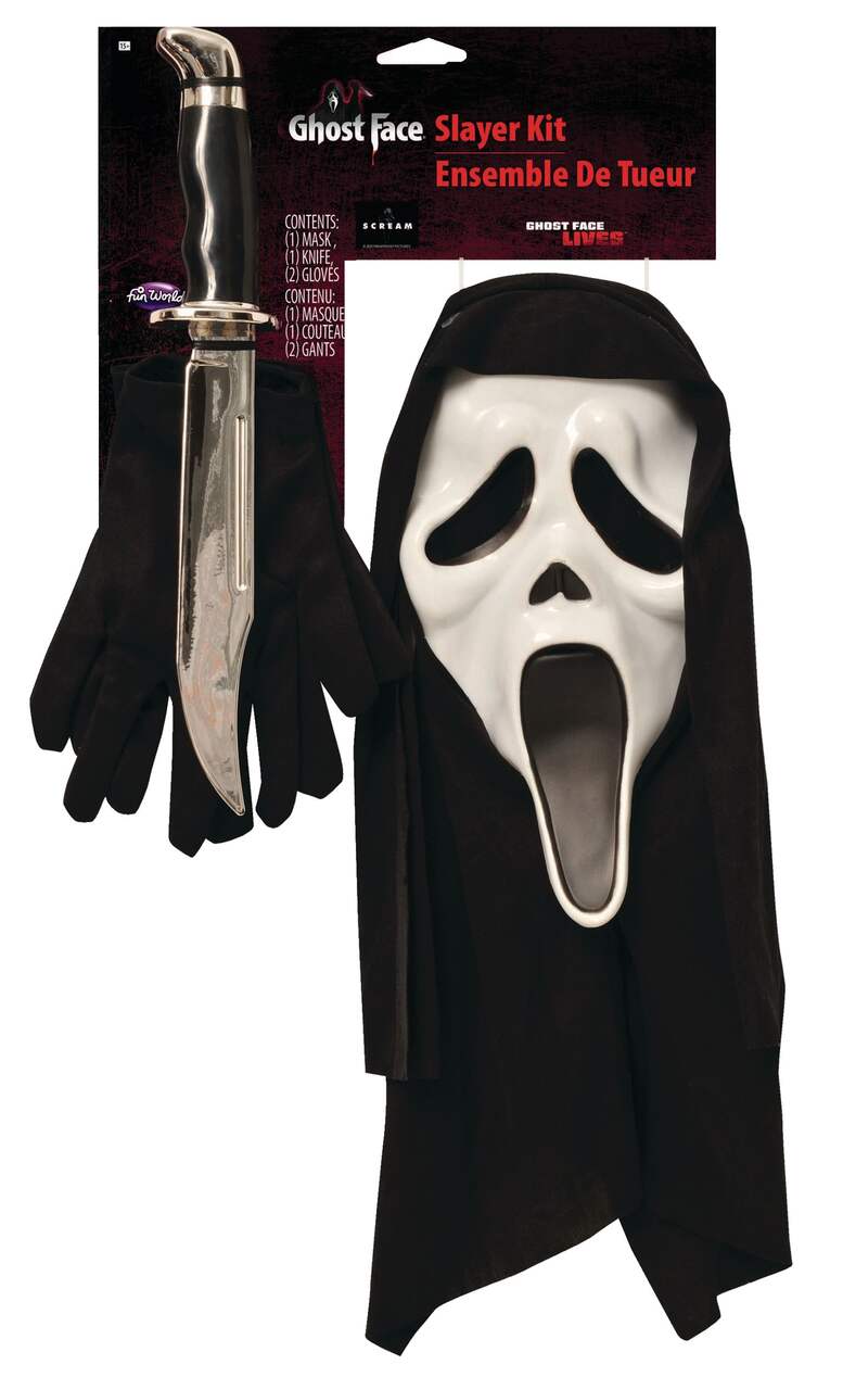 Scream Ghost Face Slayer Kit with Knife, Mask & Gloves, Black/Silver, One  Size, 3-pk, Wearable Costume Accessories for Halloween